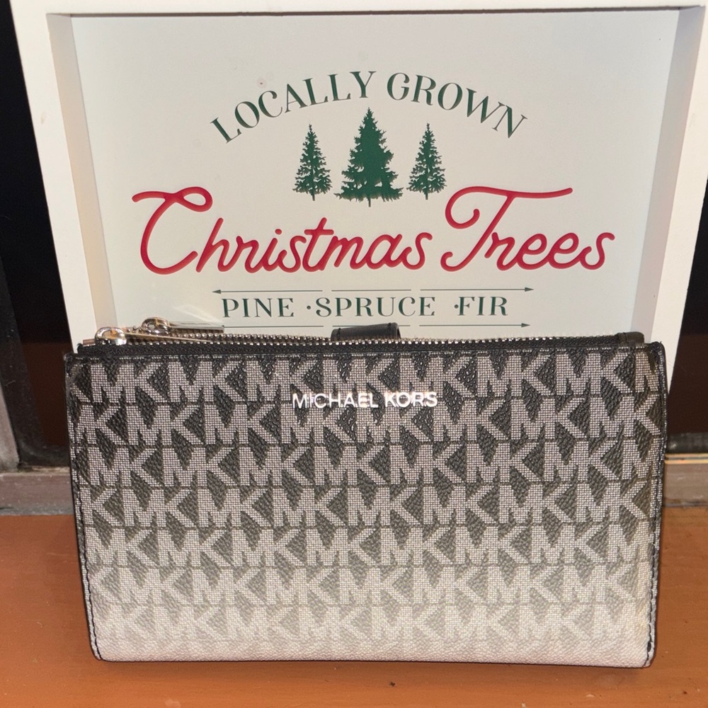 Michael Kors Black and Gray Monogram Pouch